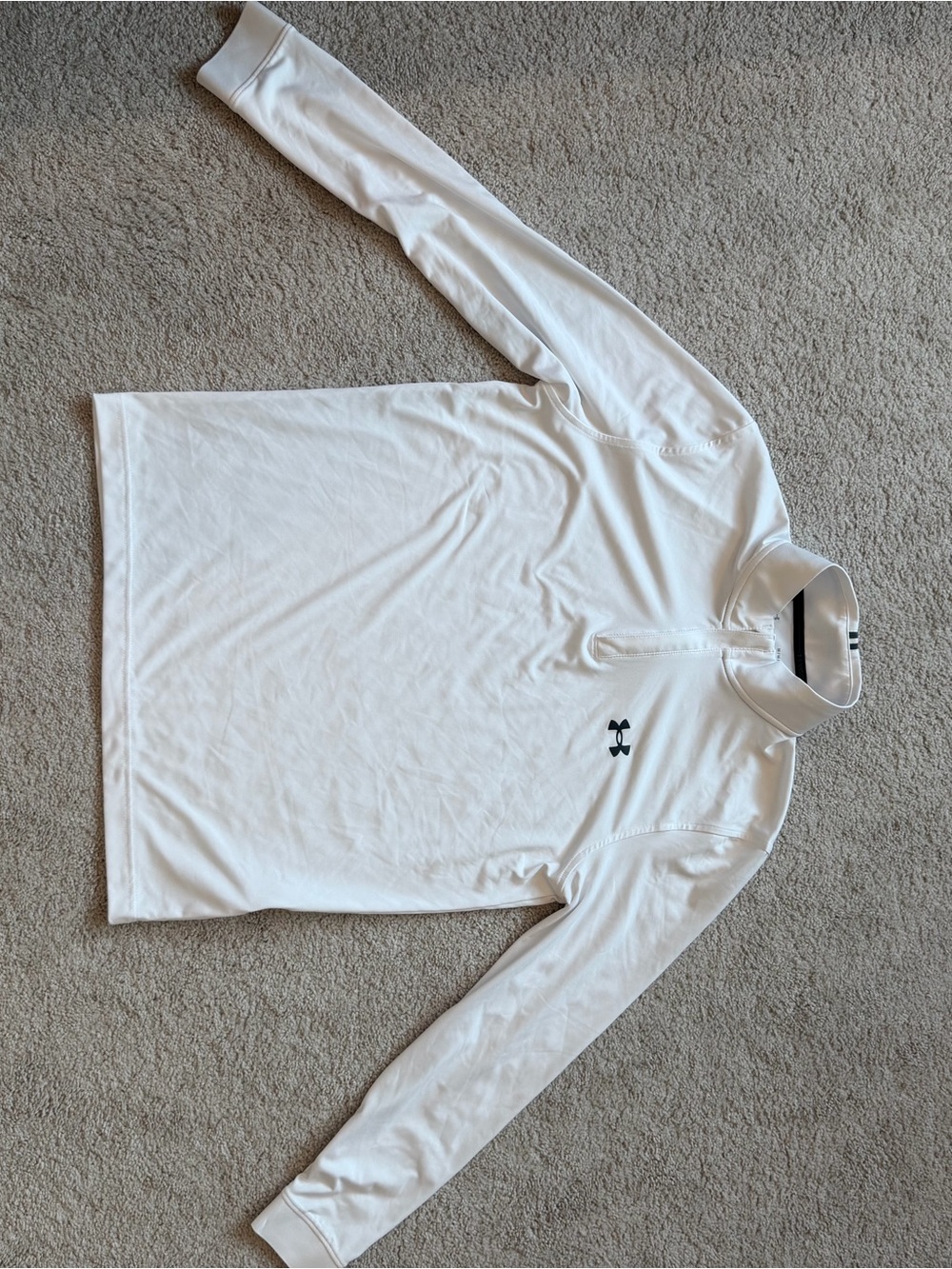 Under Armour White Long-Sleeve Quarter Zip Performance Top